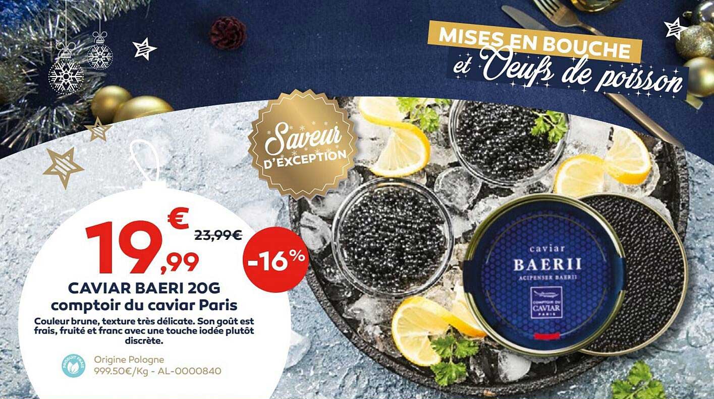 caviar baeri 20 g comptoir du caviar paris