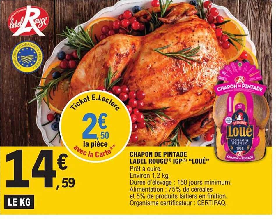 chapon de pintade label rouge igp "loué"