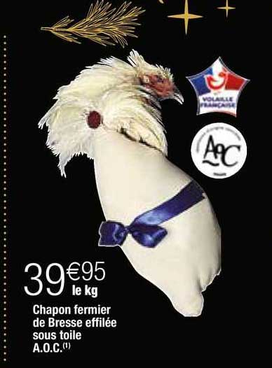 chapon fermier de bresse effilée sous toile a.o.c.