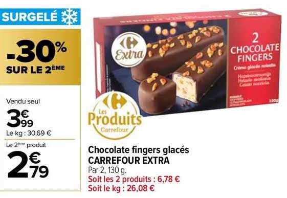 chocolate fingers glacés carrefour extra