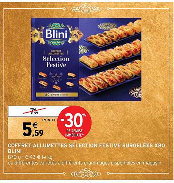 coffret allumettes sélection festive surgelées x 80 blini