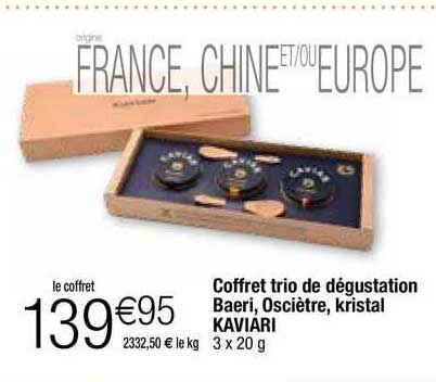 coffret trio de dégustation baeri osciètre kristal kaviari