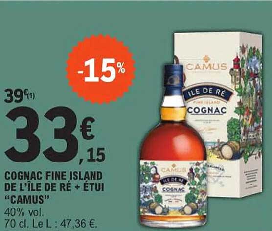 cognac fine island de l'île de ré + étui "camus"