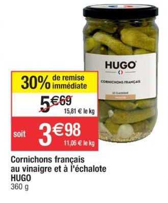 cornichons français au vinaigre et à l'échalote hugo