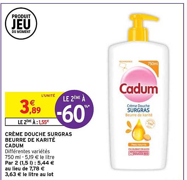Crème Douche Surgras Beurre De Karité Cadum