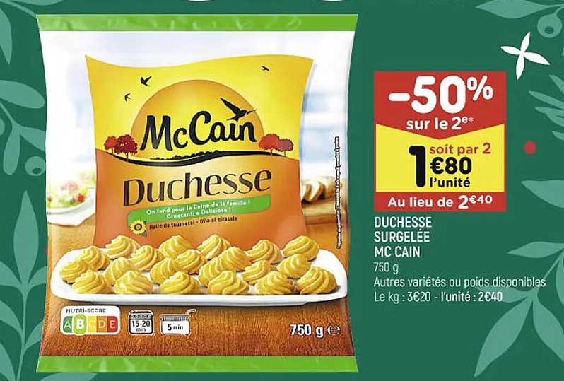 duchesse surgelée mc cain