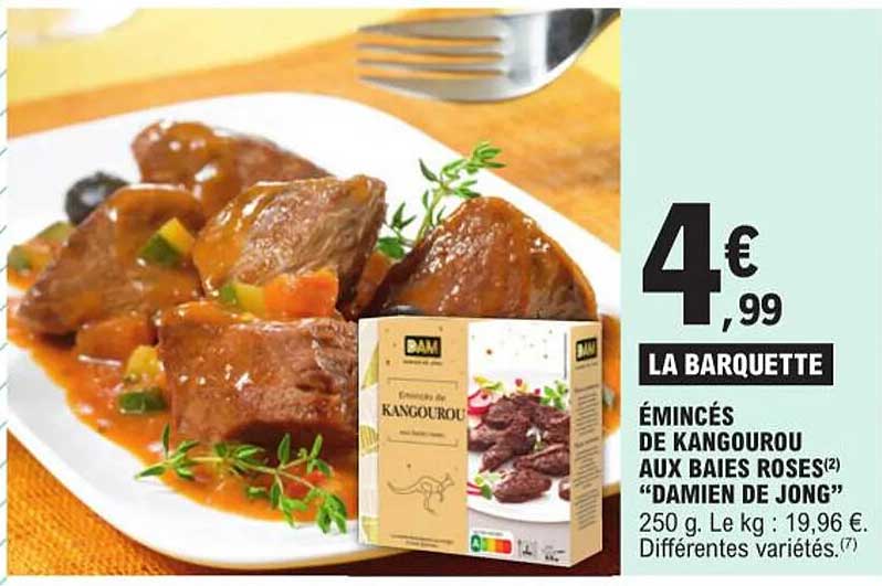 émincés de kangourou aux baies roses "damien de jong"