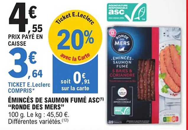 émincés de saumon fumé asc "ronde des mers"