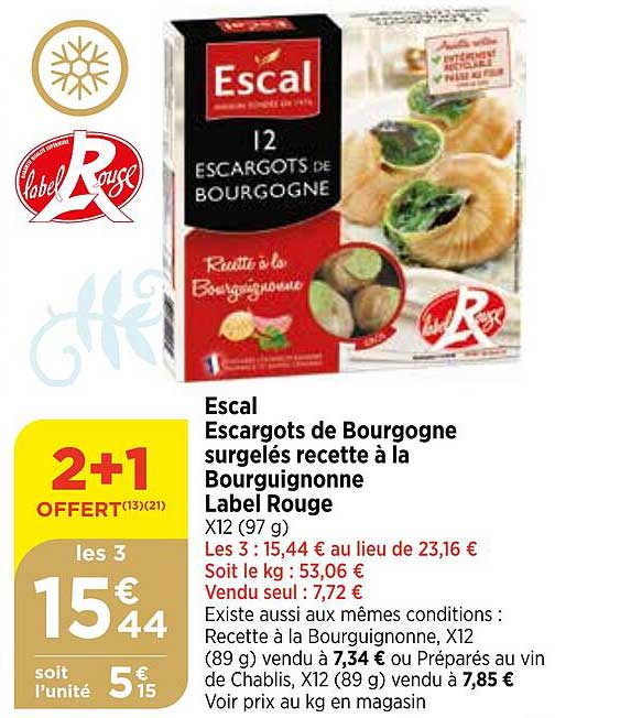escal escargots de bourgogne surgelés recette à la bourguignonne label rouge