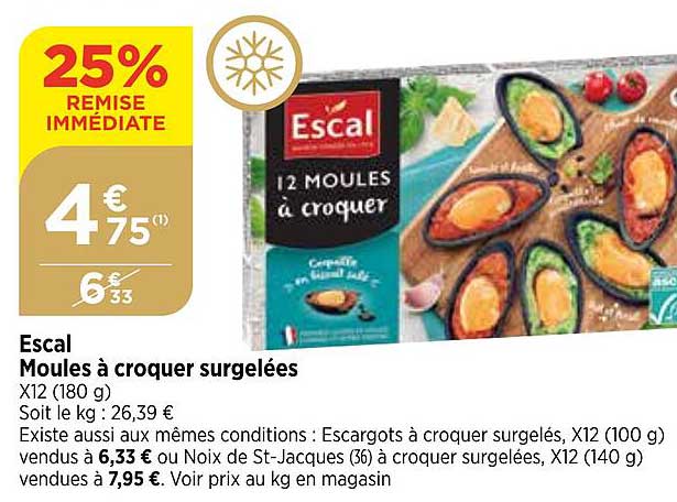 escal moules à croquer surgelées