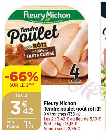 fleury michon tendre poulet goût rôti