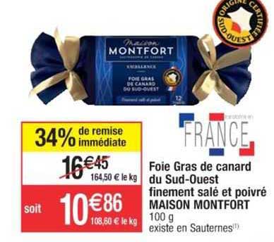 foie gras de canard du sud-ouest finement salé et poivré maison montfort