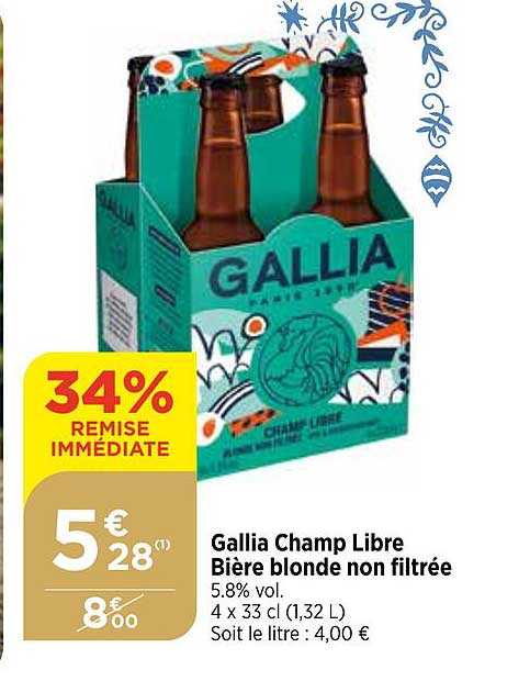 gallia champs libre bière blonde non filtrée