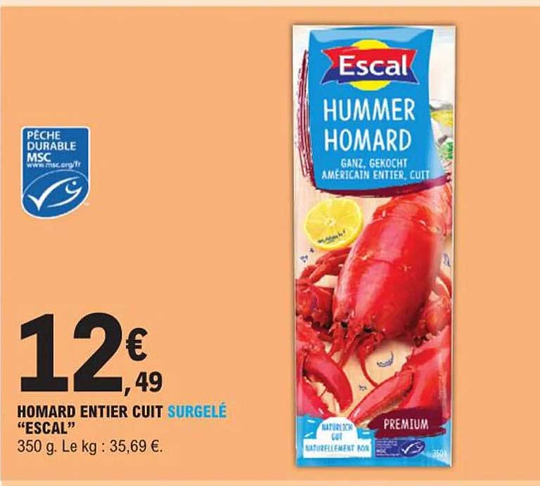 Homard Entier Cuit Surgelé "escal"