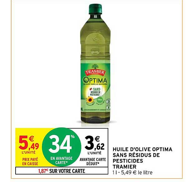huile d'olive optima sans résidus de pesticides tramier