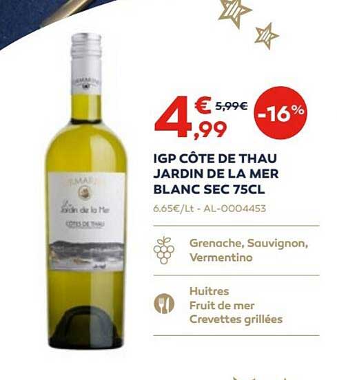 igp côte de thau jardin de la mer blanc sec 75 cl