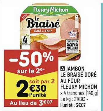 Jambon Le Braisé Doré Au Four Fleury Michon