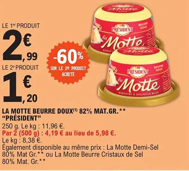 la motte beurre doux 82% mat. gr. "président"
