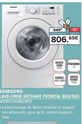 lave-linge séchant frontal 8 kg / 5 kg samsung