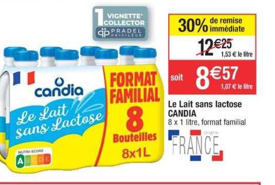 le lait sans lactose candia
