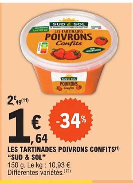 Les Tartinades Poivrons Confits "sud & Sol"