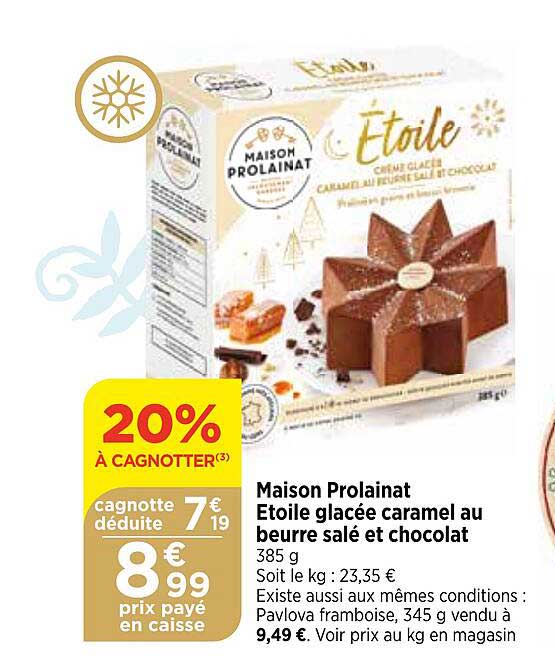 maison prolainat étoile glacée caramel au beurre salé et chocolat