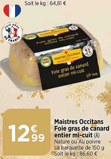 maistres occitans foie gras de canard entier mi-cuit