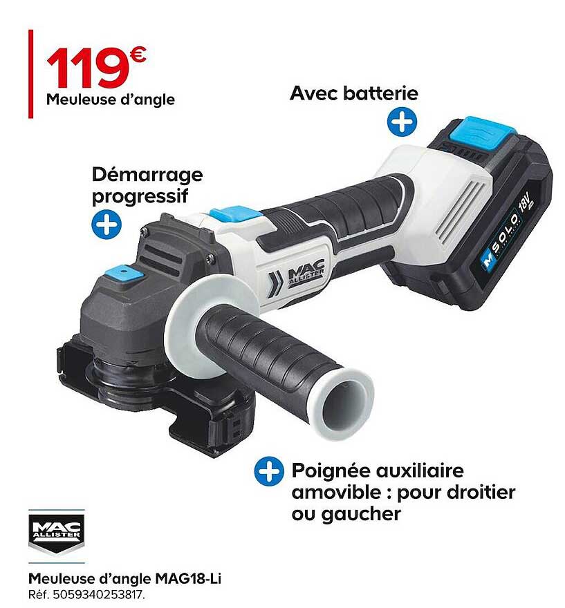 meuleuse d'angle mag18-li mac allister
