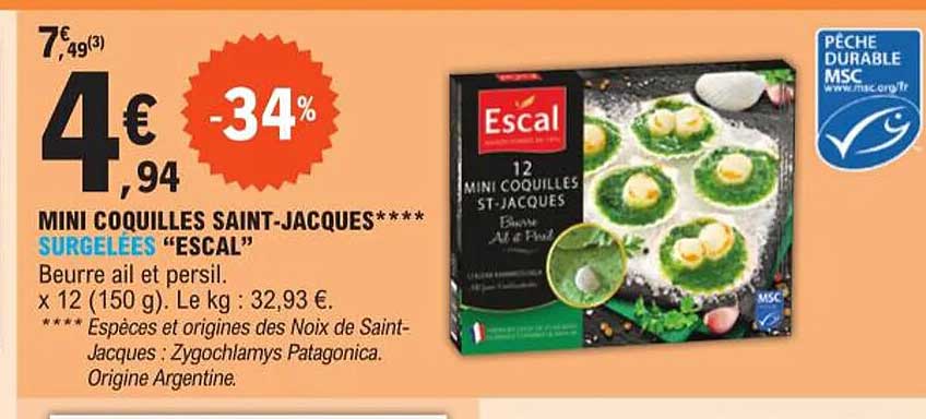 mini coquilles saint-jacques surgelées "escal"