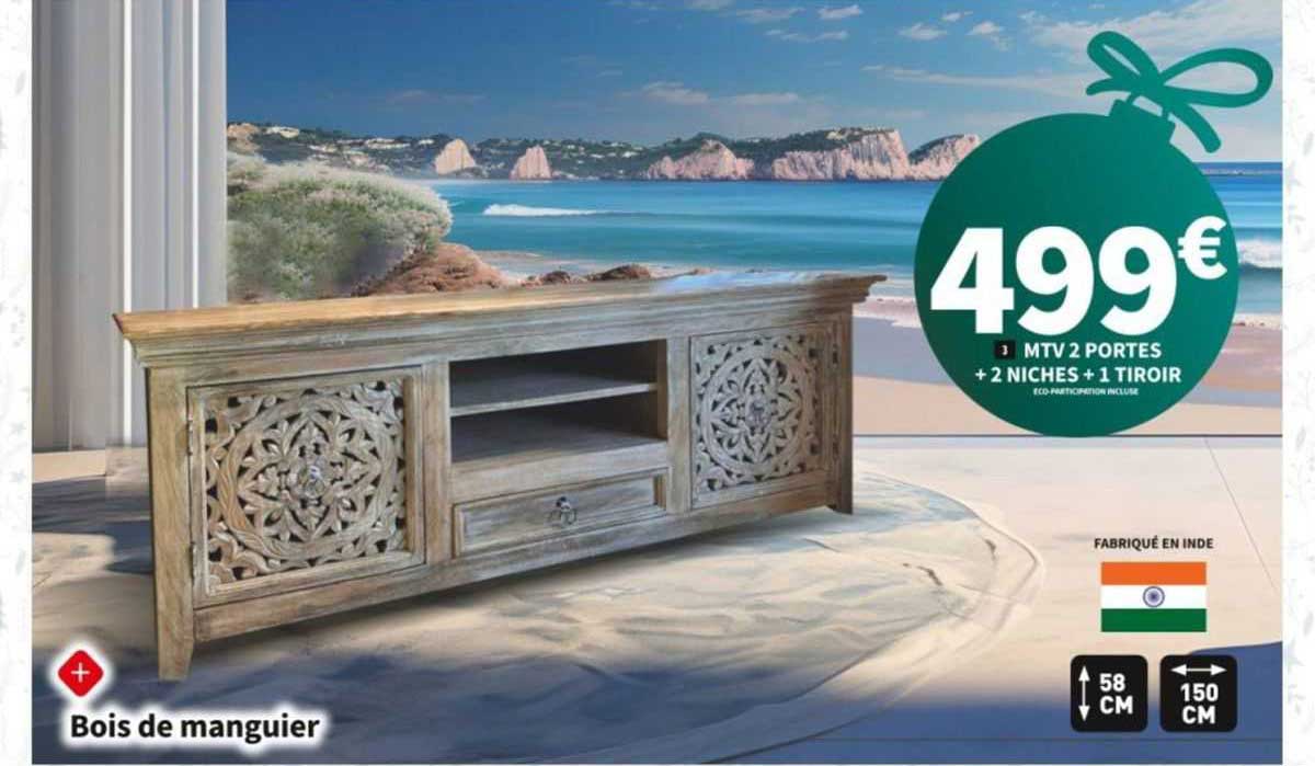 mtv 2 portes + 2 niches + 1 tiroir