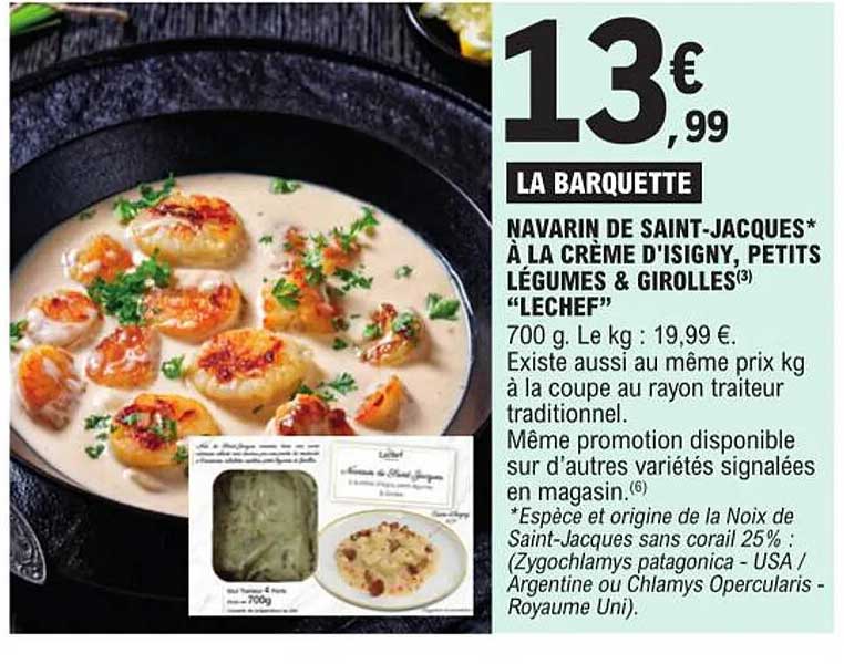 navarin de saint-jacques à la crème d'isigny, petits légumes & girolles "lechef"