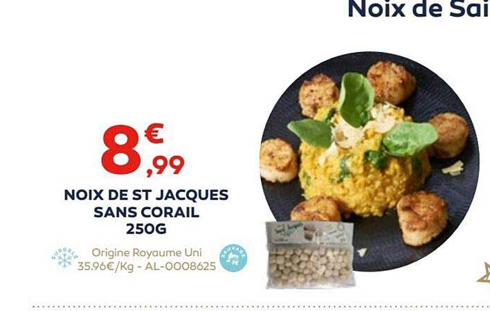 noix de st jacques sans corail 250 g