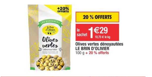 olives vertes dénoyautées le brin d'olivier