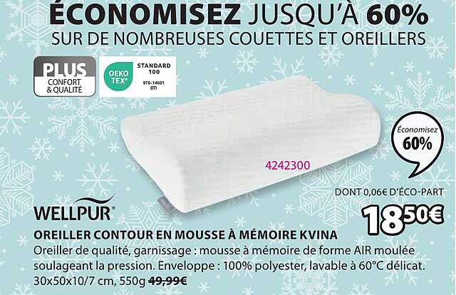 Oreiller Contour En Mousse à Mémoire Kvina