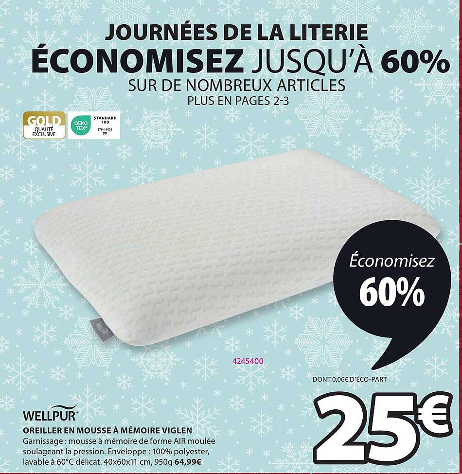 Oreiller En Mousse à Mémoire Viglen Wellpur