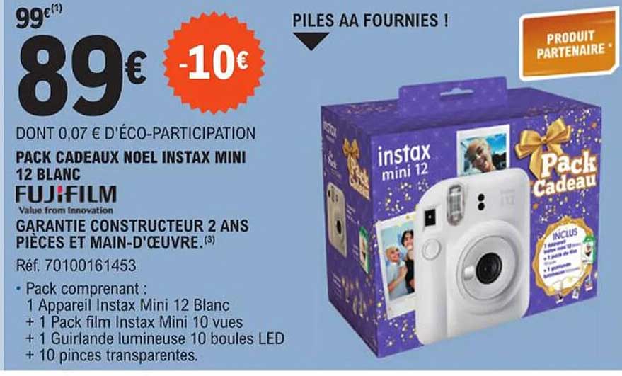 Pack Cadeaux Noël Intax Mini 12 Blanc Fujifilm