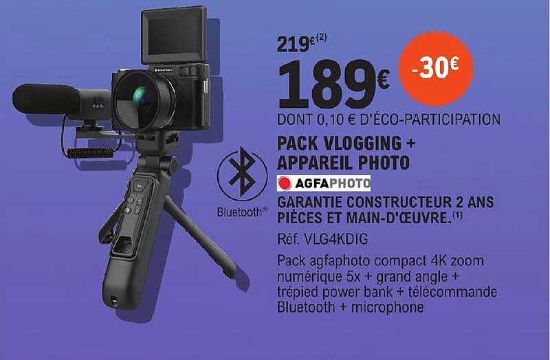 pack vlogging + appareil photo agfaphoto