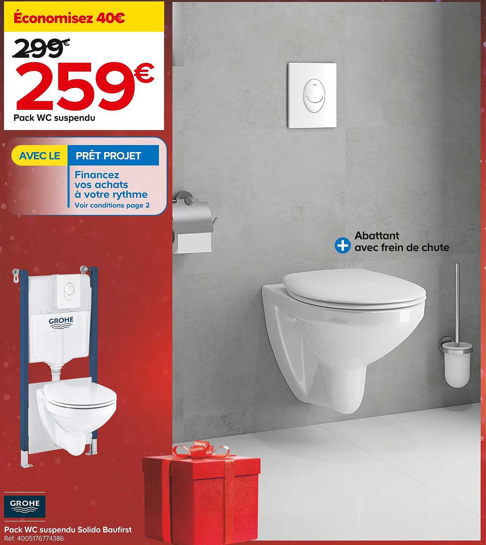 pack wc suspendu solido baufirst grohe