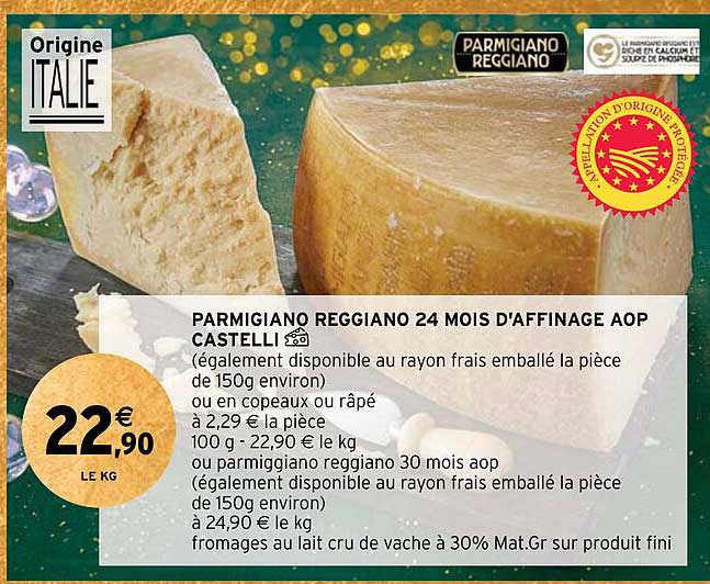 parmigiano reggiano 24 mois d'affinage aop castelli