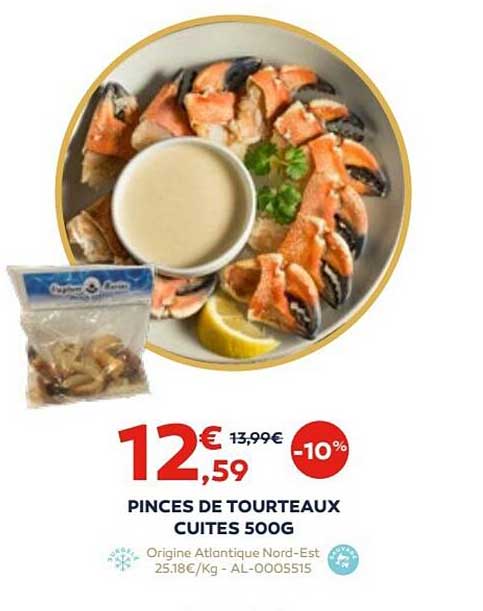 pinces de tourteaux cuites 500 g