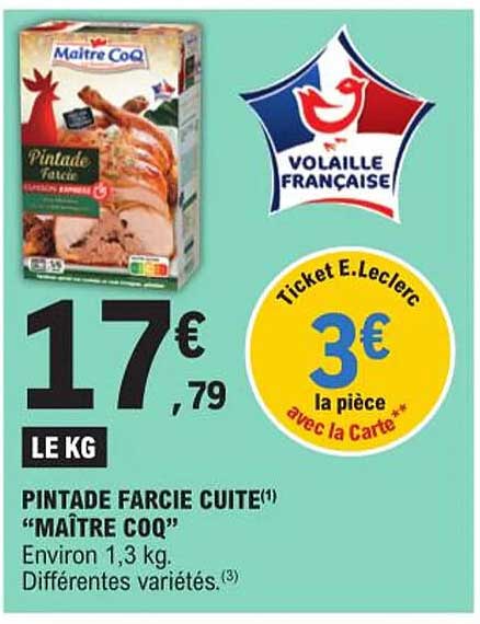 pintade farcie cuite "maître coq"