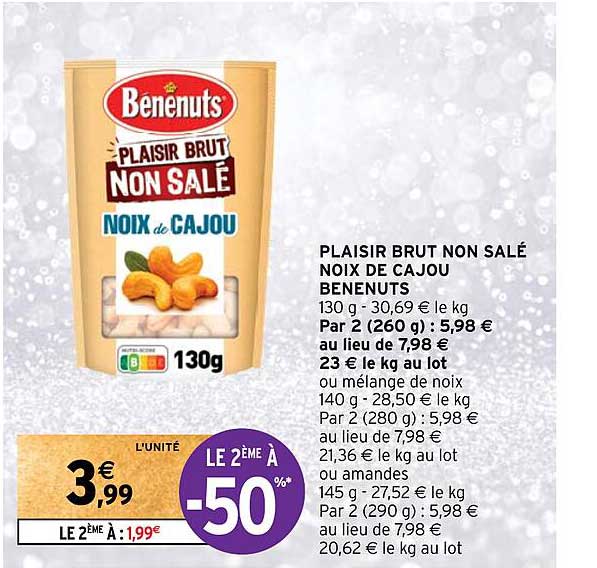 plaisir brut non salé noix de cajou benenuts