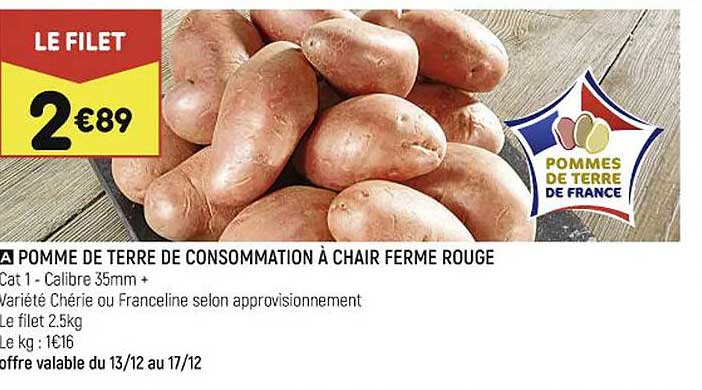 Pomme De Terre De Consommation à Chair Ferme Rouge