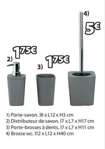 porte-savon, distributeur de savon, porte-brosses à dents, brosse wc