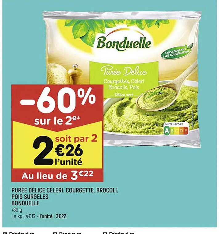 purée délice céleri courgette brocoli pois surgelés bonduelle