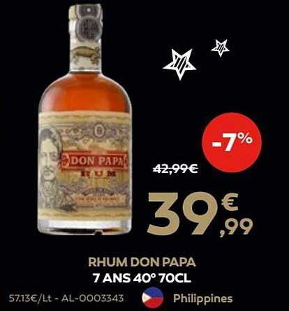 rhum don papa 7 ans 40° 70 cl
