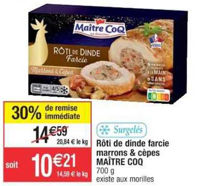 rôti de dinde farcie marrons & cèpes maître coq