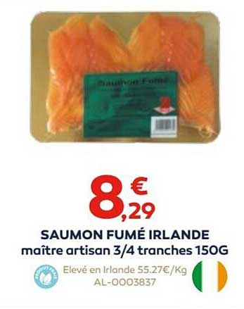 saumon fumé irlande maître artisan 3/4 tranches 150 g