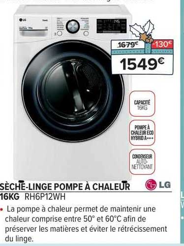 sèche-linge pompe à chaleur 16 kg lg