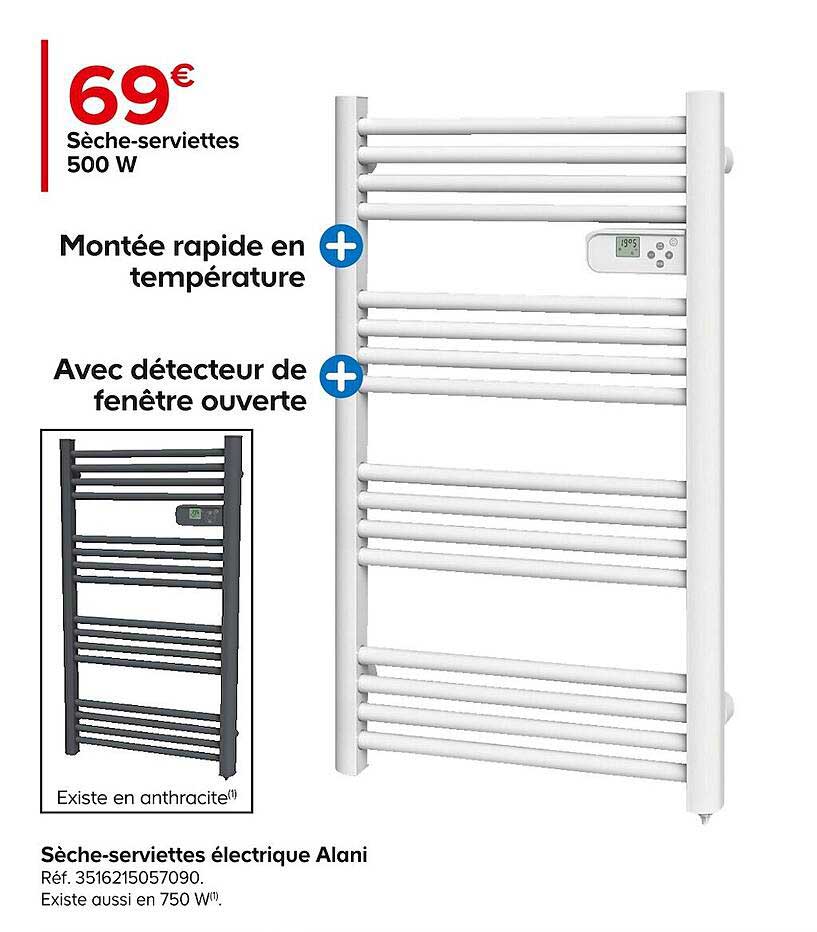 sèche-serviettes électrique alani 500 w